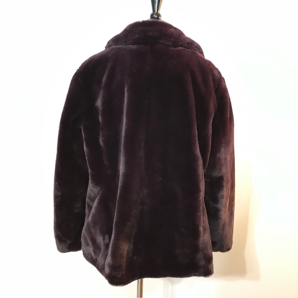 Kaari Blue Wine Faux Fur Coat - Picture 4 of 6